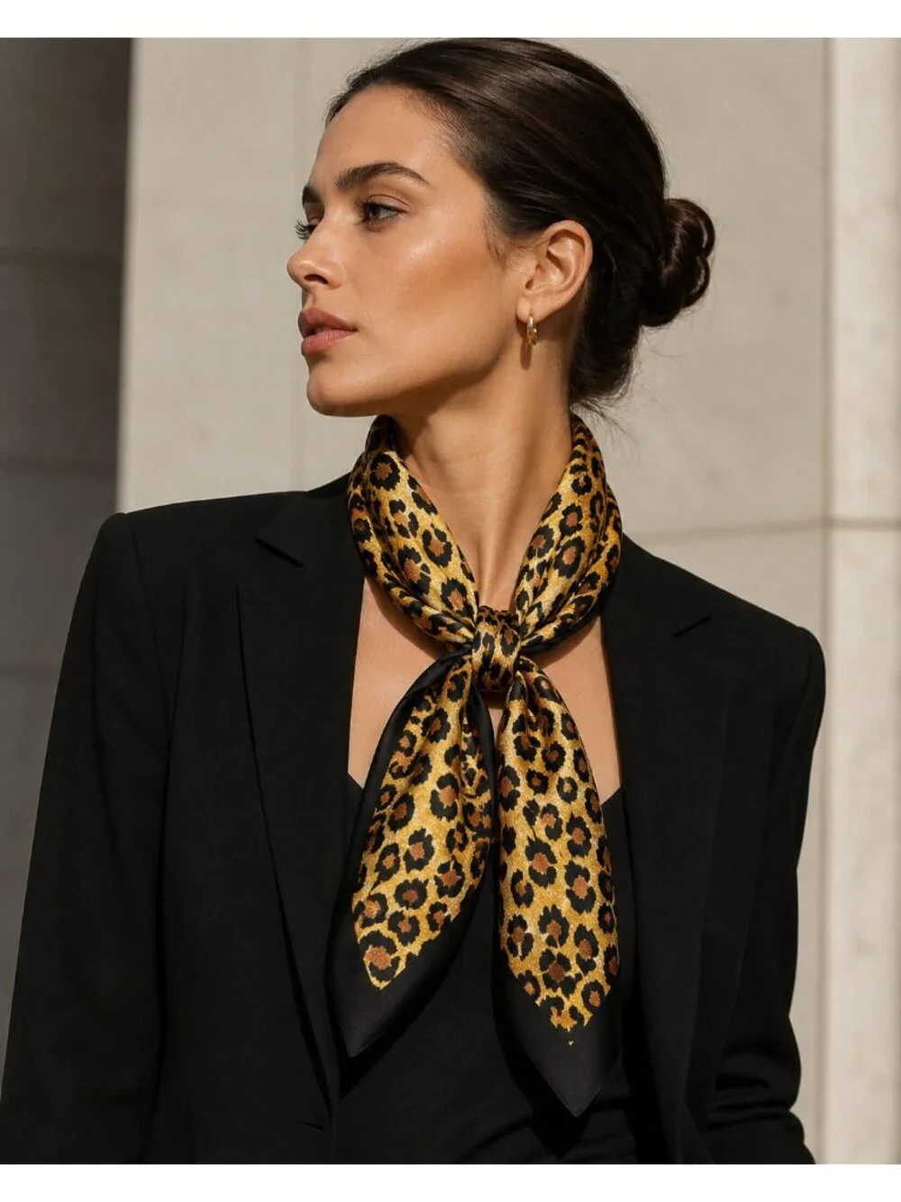 Les Foulards d'Henriette Leopard Print Square Scarf 30x31 Made USA